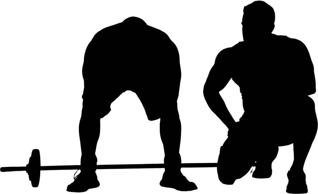 Silhouettes of Men Lifting Weights Transparent Background