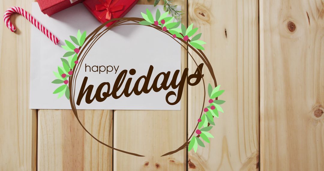 Festive Holiday Greeting Card with Rustic Decorations