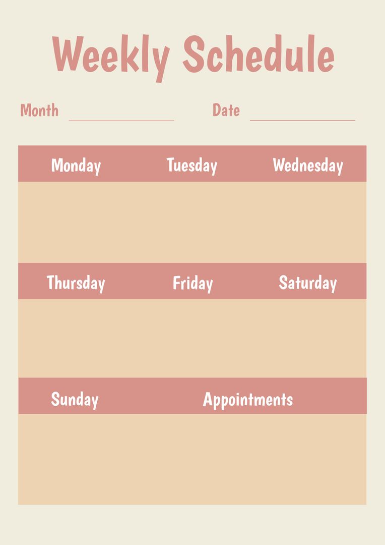 Pastel Weekly Schedule Layout for Organized Planning - Download Free Stock Templates Pikwizard.com