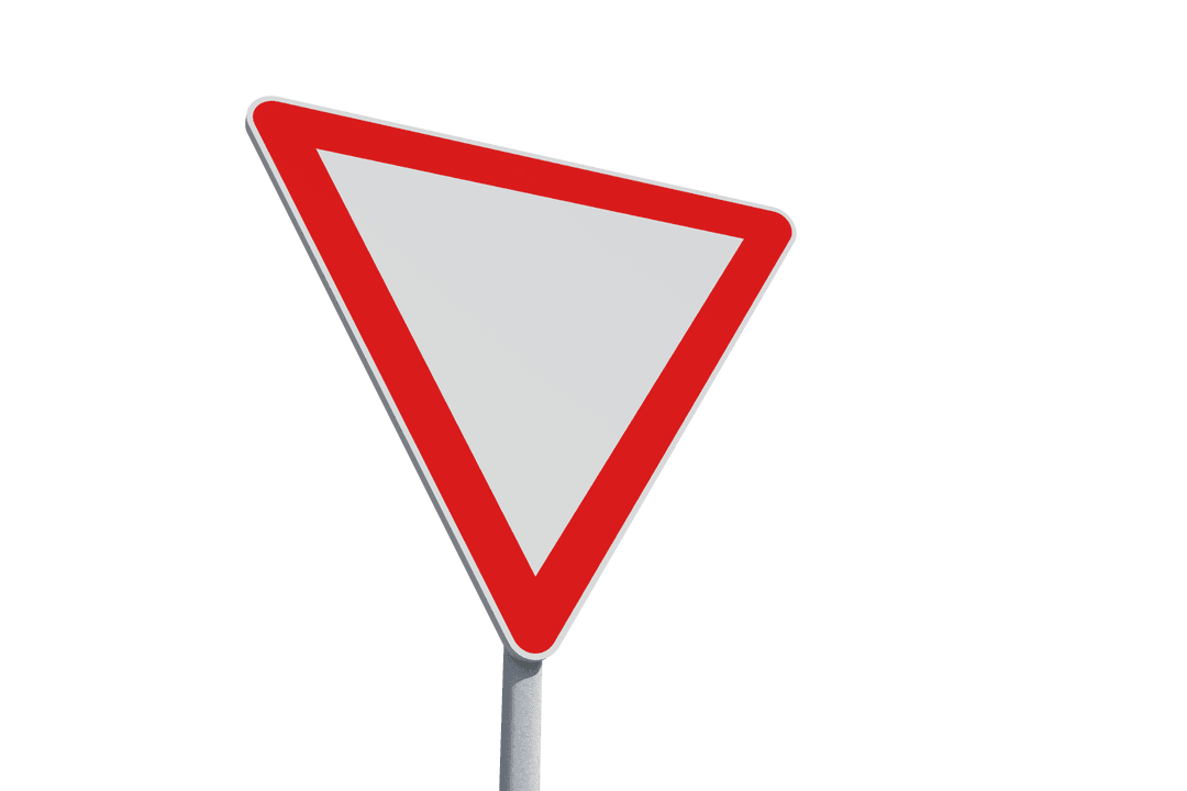 Yield Road Sign on Transparent Background with Red Border