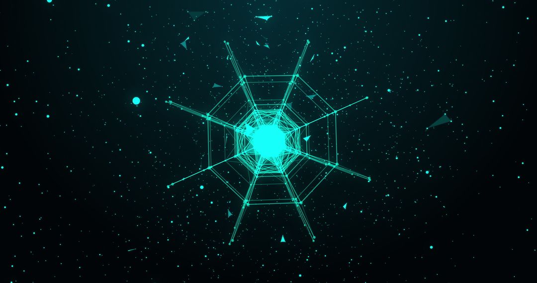 3D Digital Plexus Structure with Spinning Network and Glowing Connections