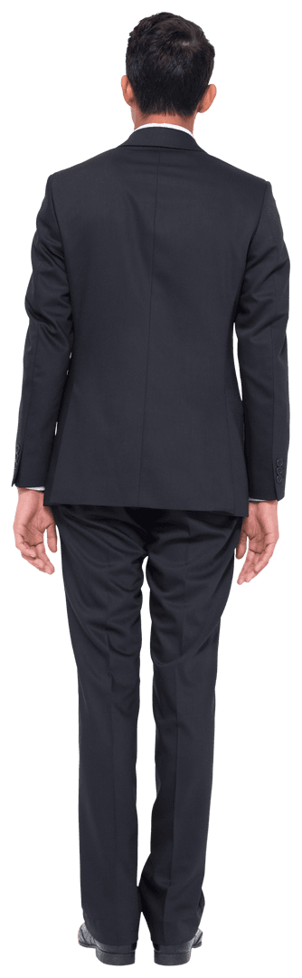 Rear View of Businessman in Professional Suit on Transparent Background
