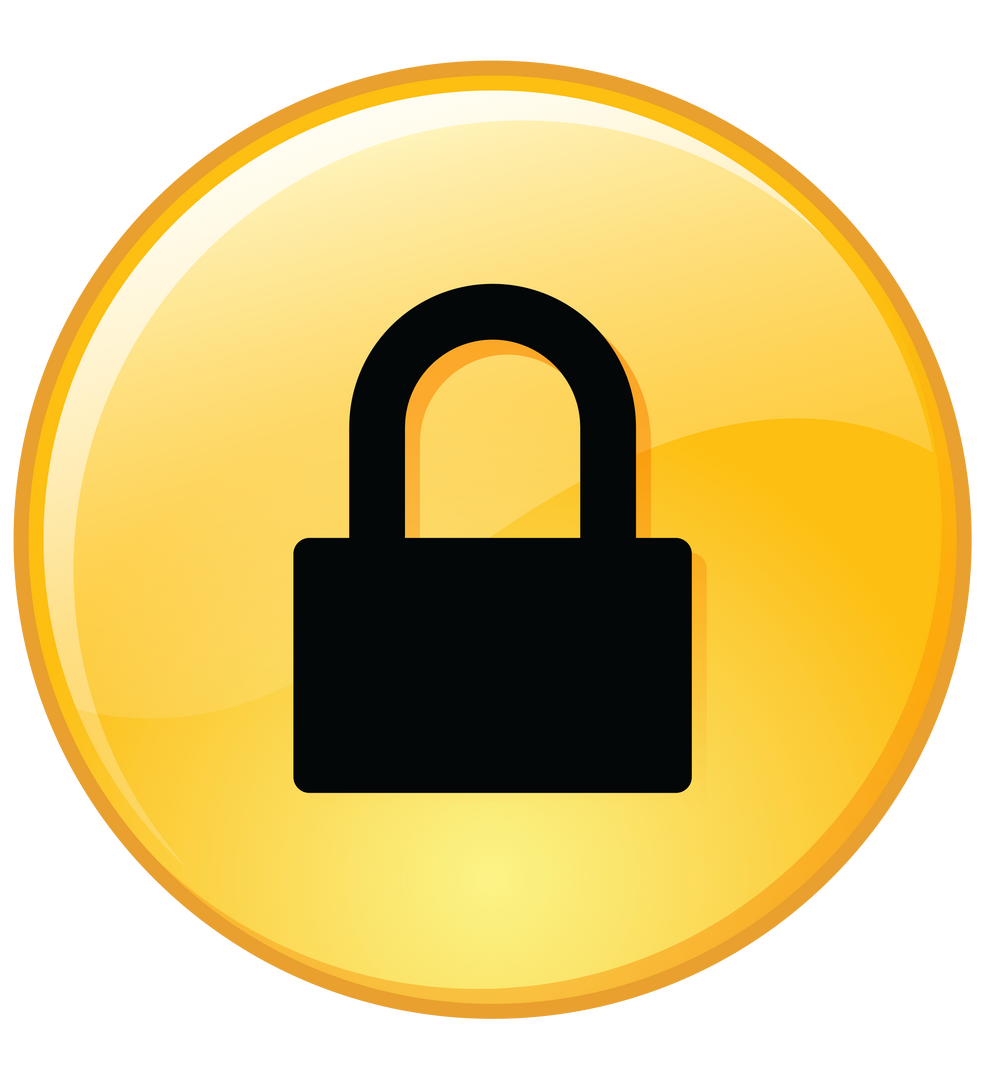 Yellow Circle With Black Padlock on Transparent Background - Security Concept - Download Free Stock Images Pikwizard.com