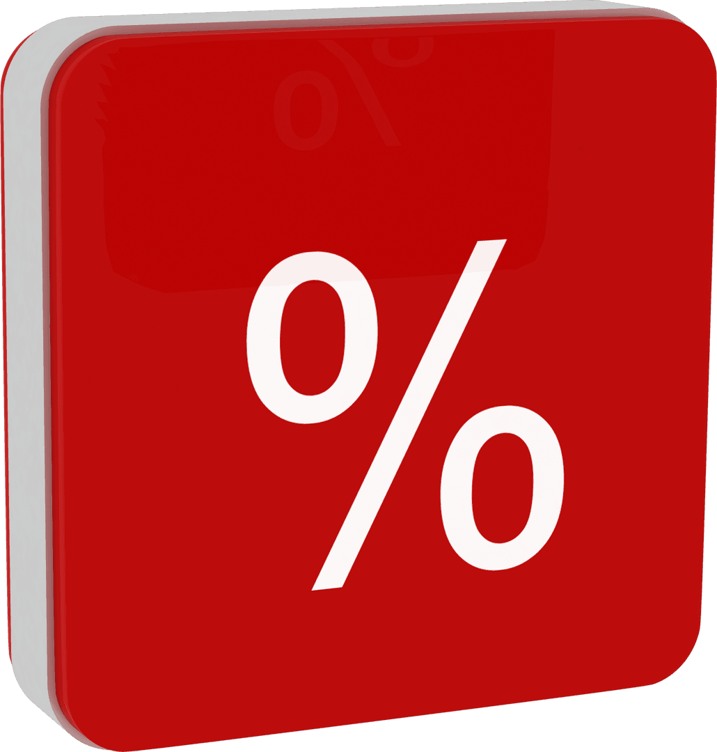 Transparent Red Percent Icon with White Symbol