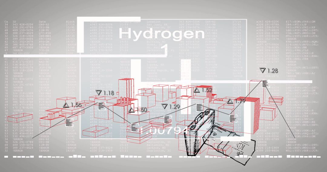 Futuristic Hydrogen Data Visualization with 3D Structures