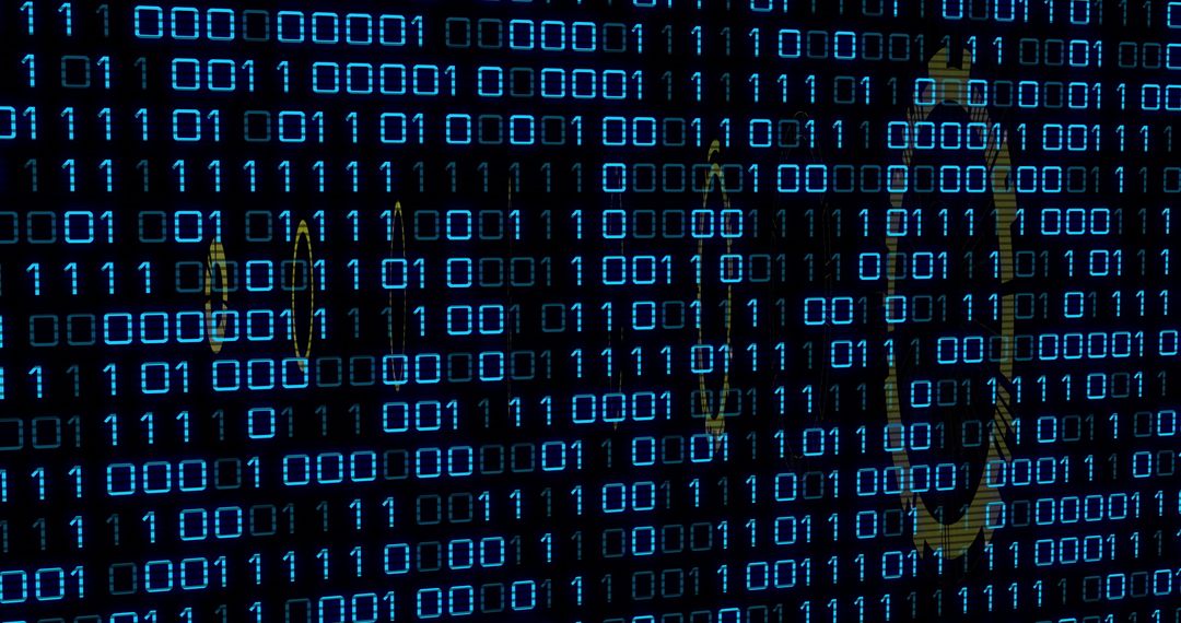 Ethereum Blockchain with Binary Code Screen Background