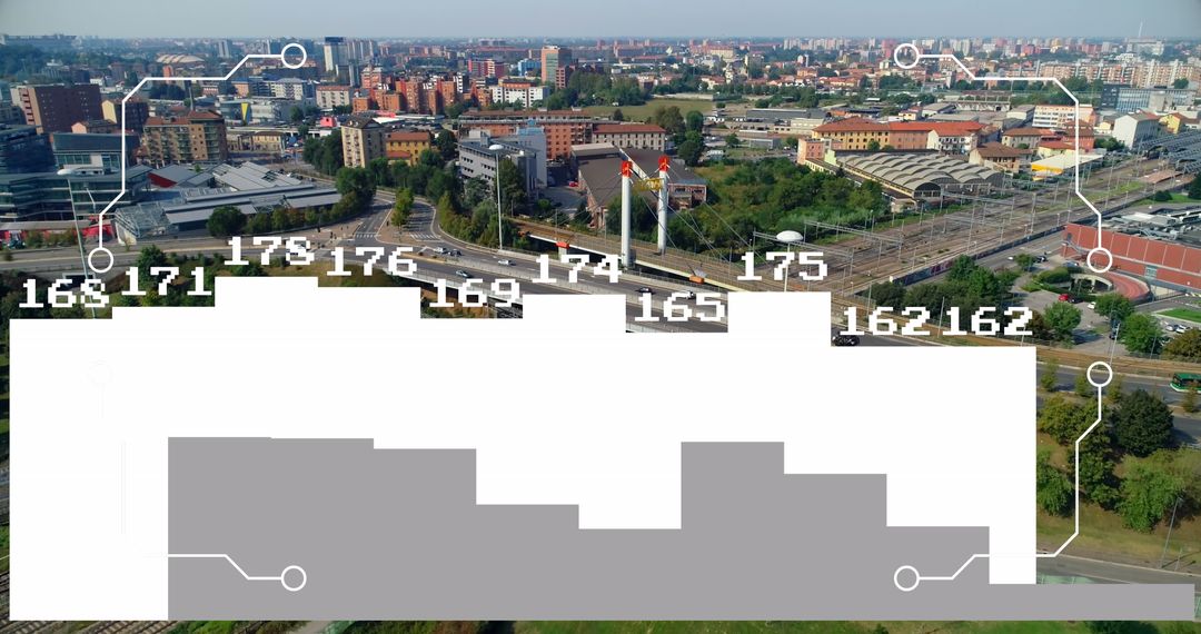 Data Processing Overlay on Vibrant Cityscape Skyline