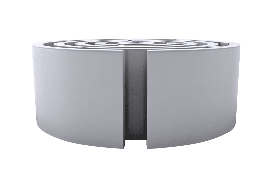 3D Cylindrical Labyrinth on Transparent Background for Puzzle Designs