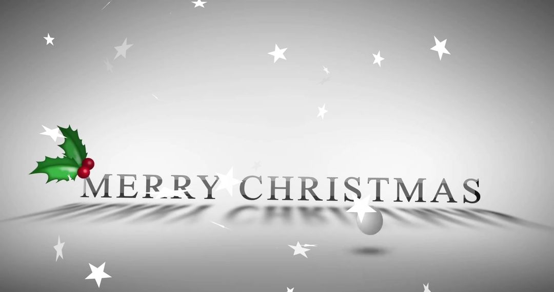 Merry Christmas Text with Falling Stars Animation