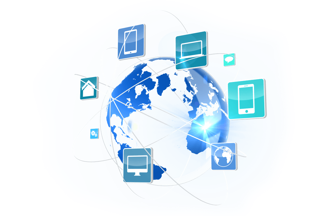 Global Connectivity Illustrating Communication Technology on Transparent Background