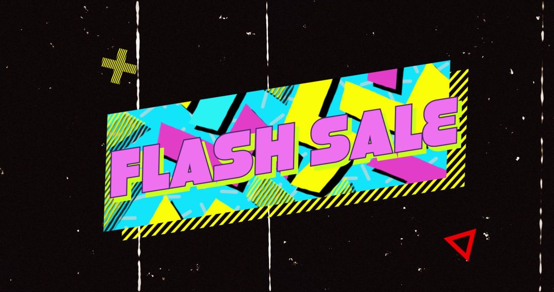 Retro Flash Sale Banner with Abstract Shapes
