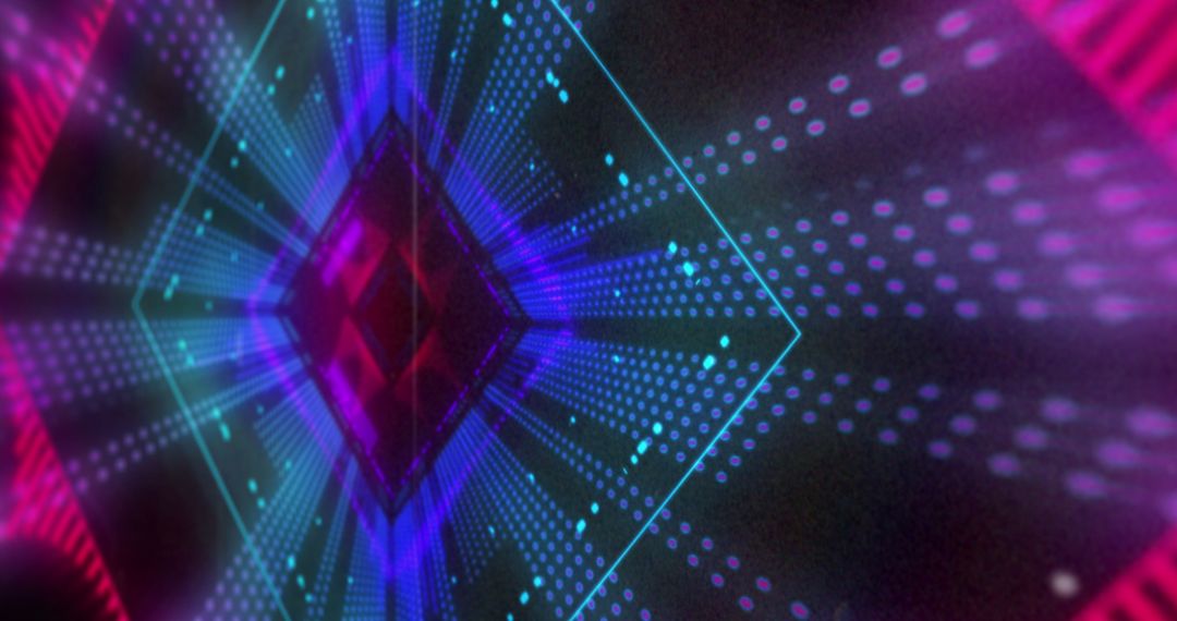 Vibrant Diamond-Shaped 3D Light Patterns on Black Background