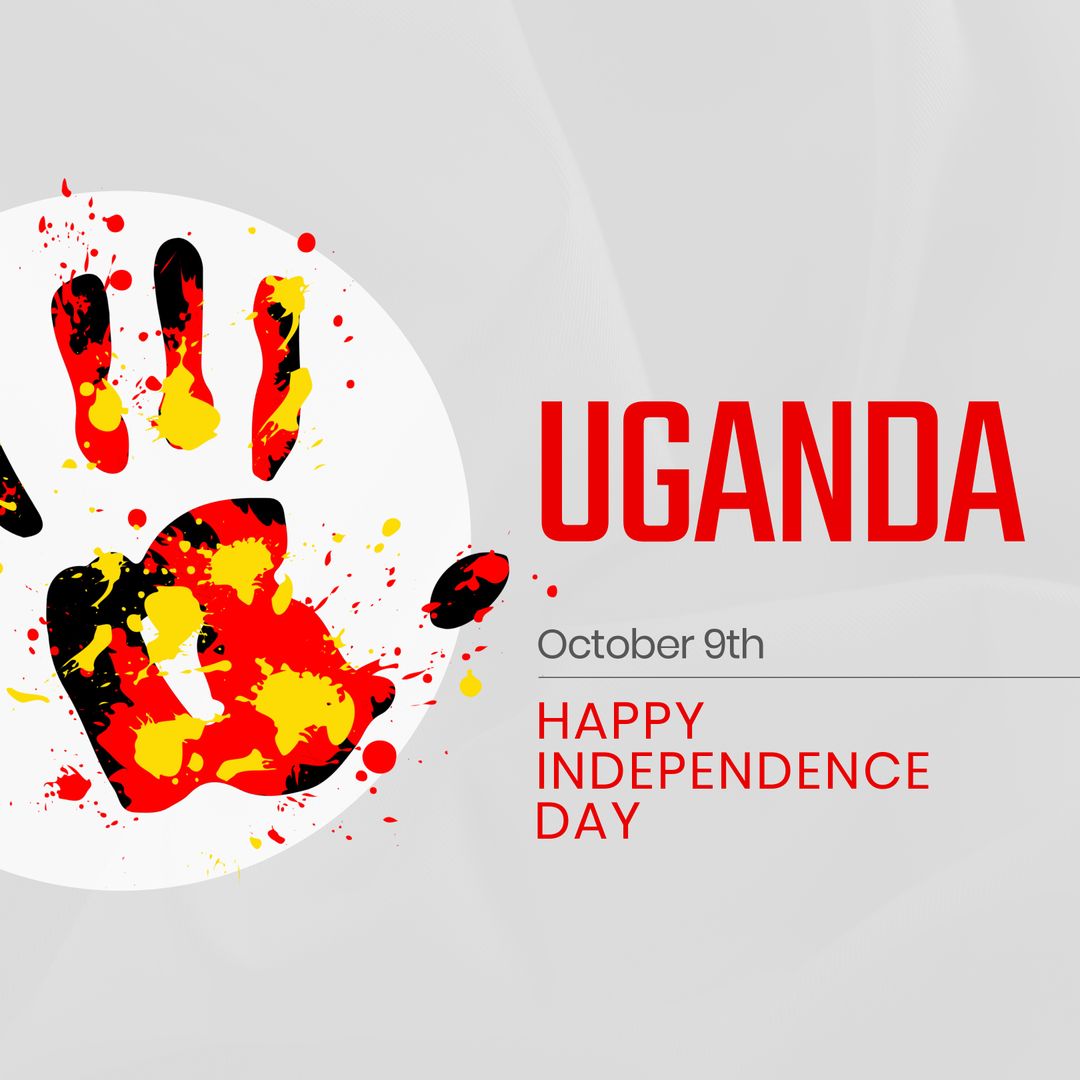 Creative Uganda Independence Day Illustration with Colorful Handprint