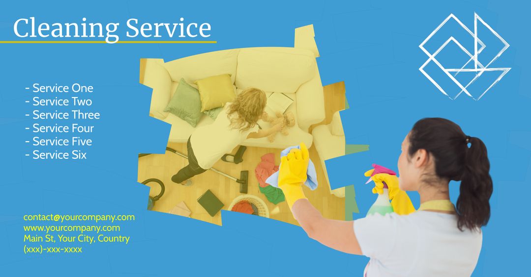 Professional Cleaning Service Advertisement with Happy Customer