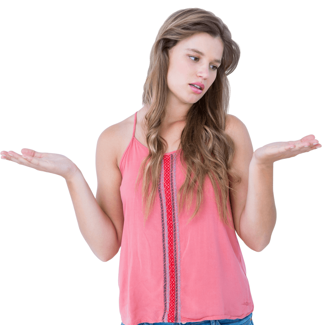 Transparent Image of Woman Gesturing Unsure Sign