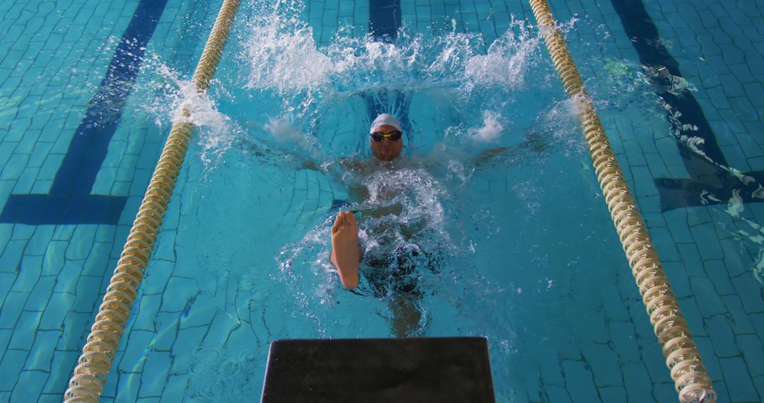 Male Swimmer Backstroke Start in Competitive Swimming Pool - Free Images, Stock Photos and Pictures on Pikwizard.com