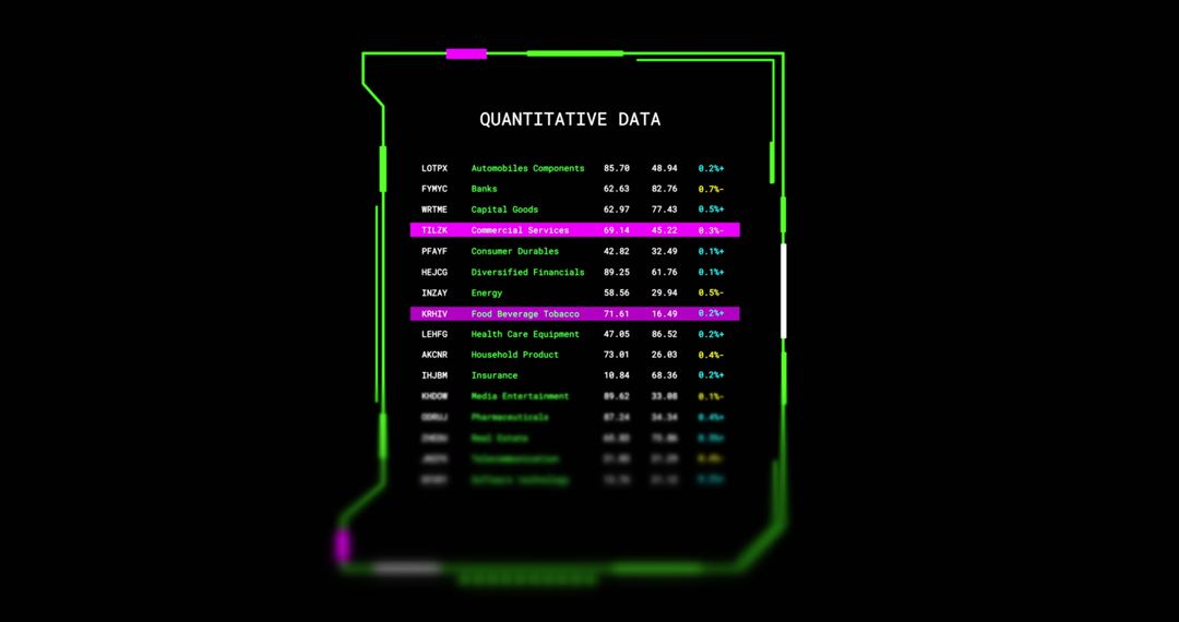 Futuristic Digital Interface Showing Quantitative Data