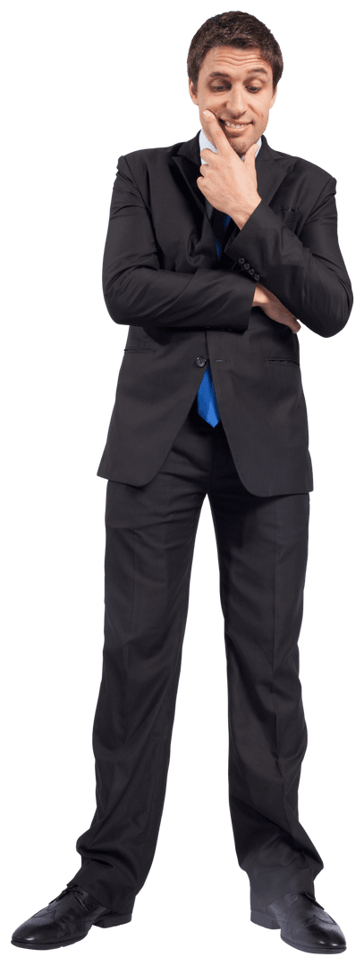 Confused Caucasian Businessman in Suit on Transparent Background