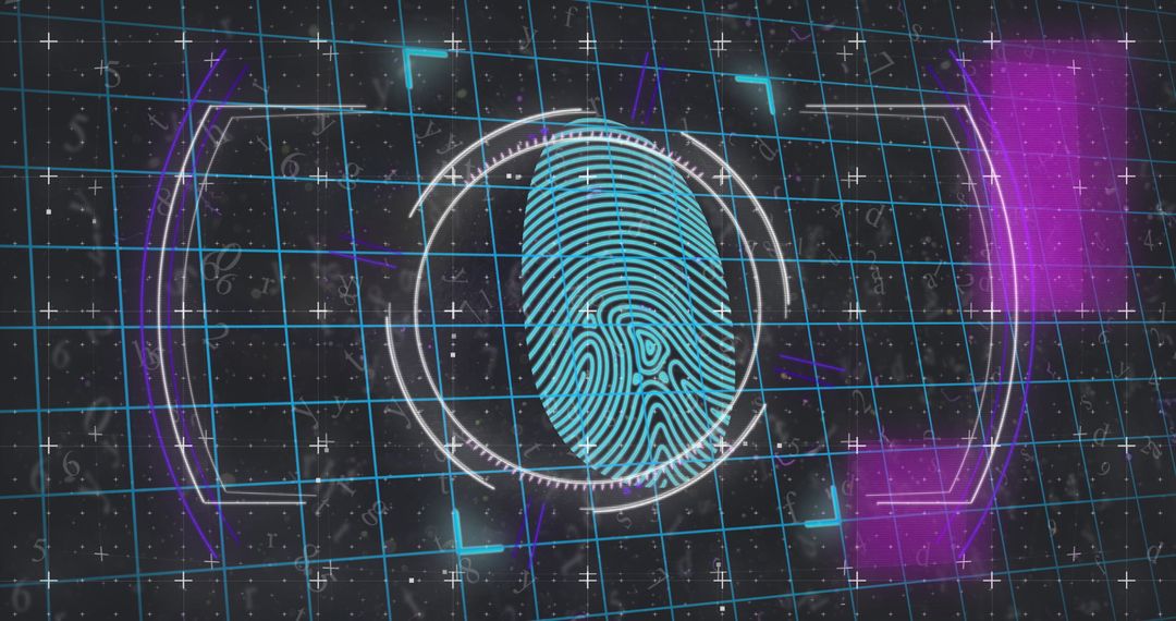 Futuristic Fingerprint Scan in Digital Interface Visualization
