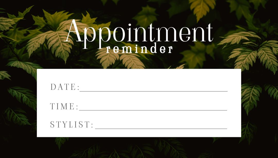 Serene Leafy Appointment Reminder Template Featuring a Versatile Design - Download Free Stock Templates Pikwizard.com
