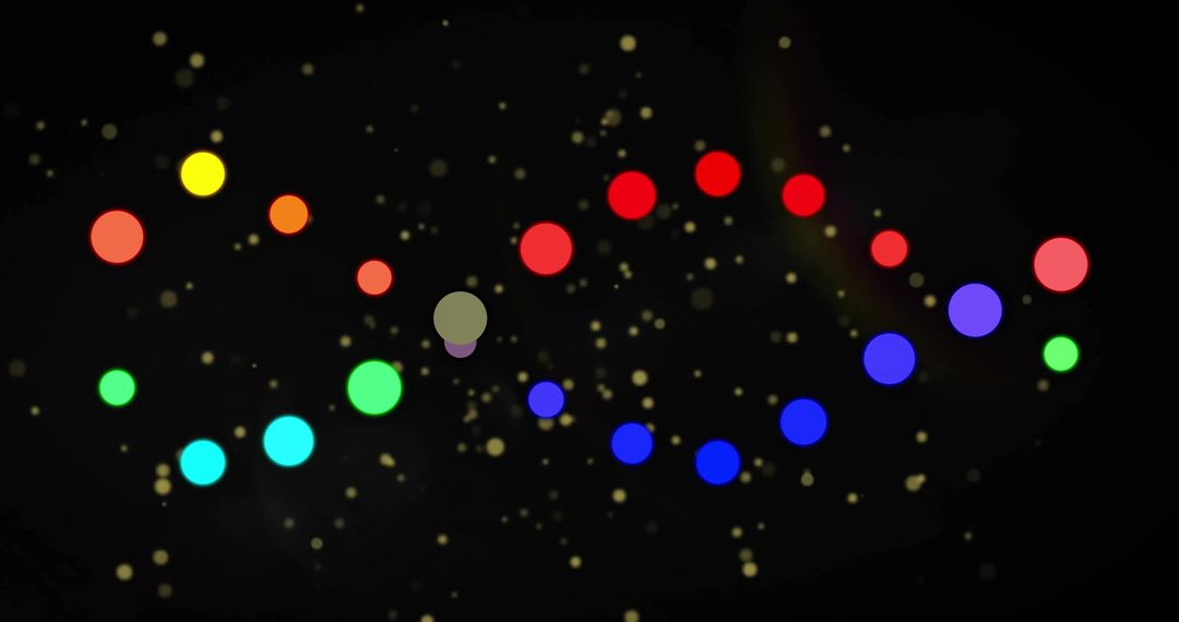 Vibrant Colorful DNA Helix with Light Spots on Black Background