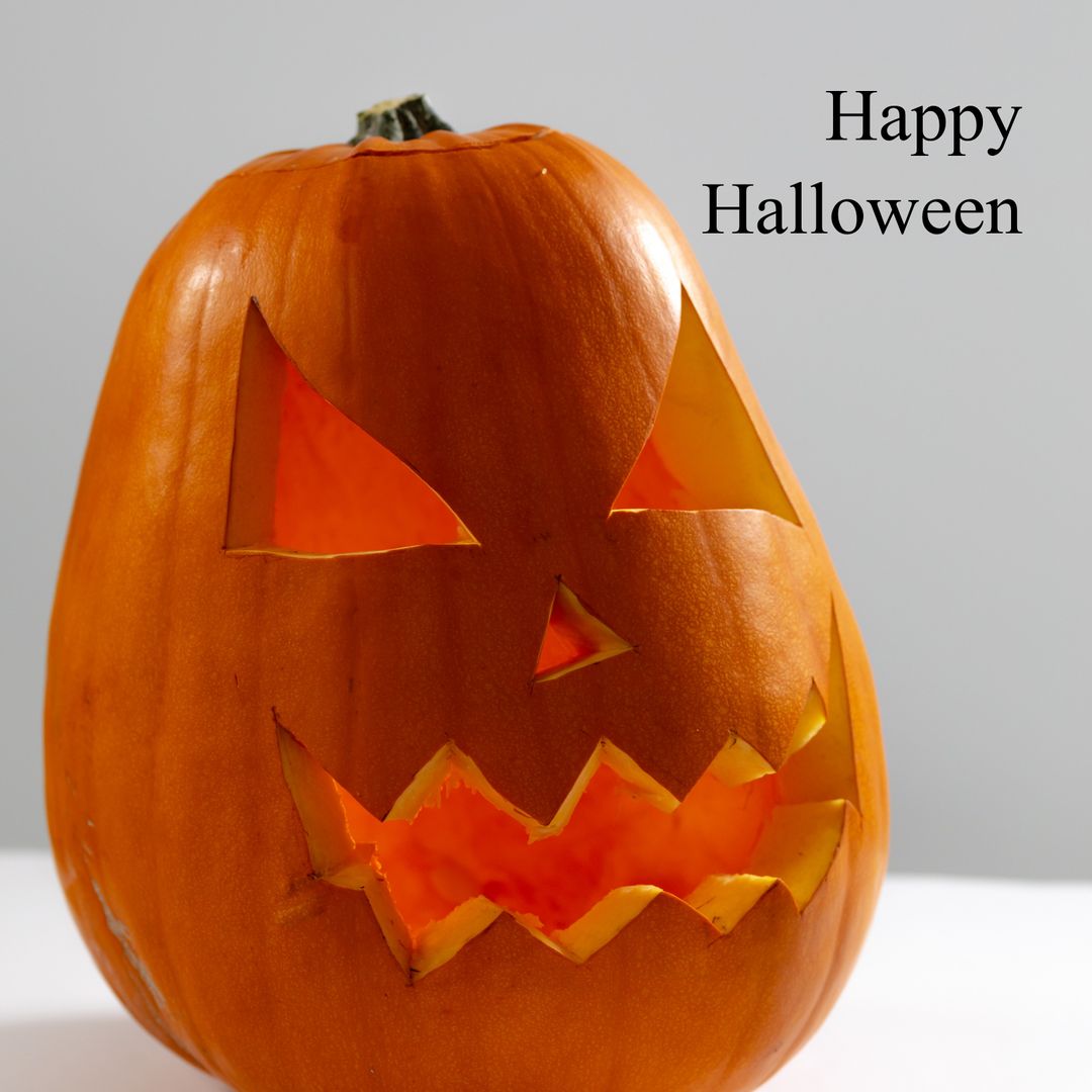 Spooky Jack-O-Lantern with Happy Halloween Text - Download Free Stock Templates Pikwizard.com