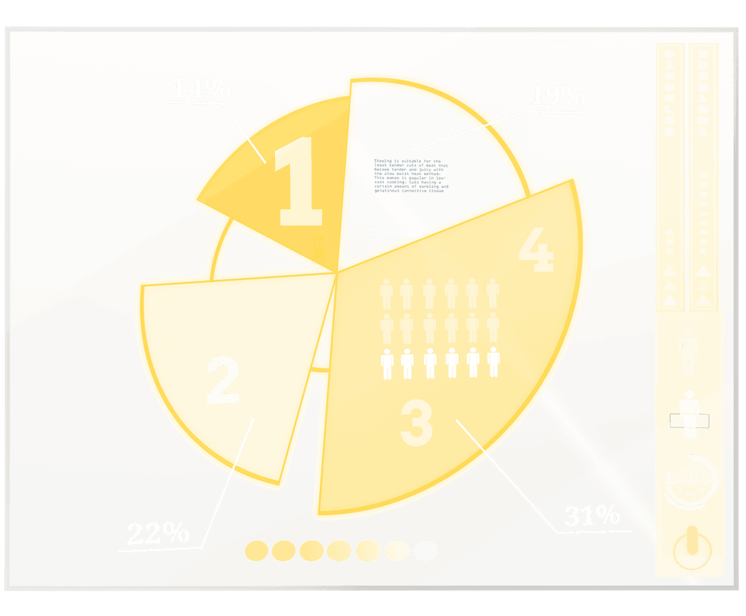 Transparent Digital Interface with Pie Chart Elements
