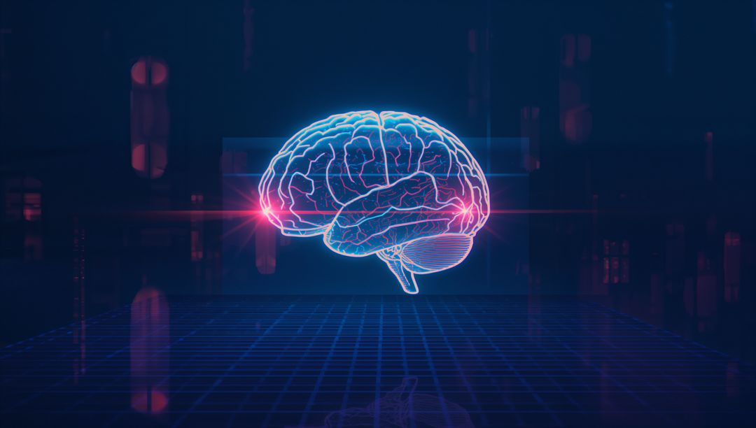 Futuristic Holographic Brain Interface with Digital Grid