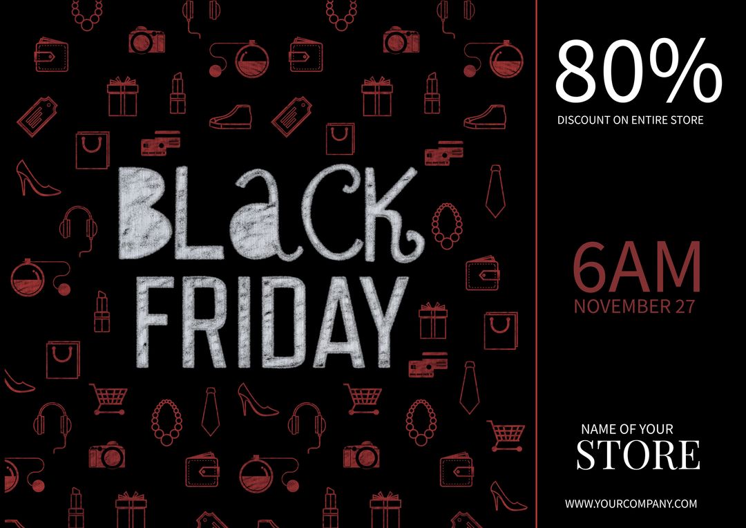 Bold Black Friday Sales Promotion with Shopping Icons