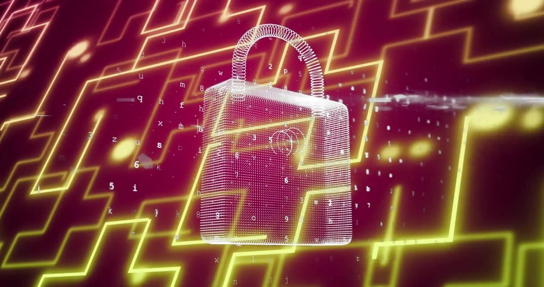 Holographic Padlock Represents Digital Security and Encryption
