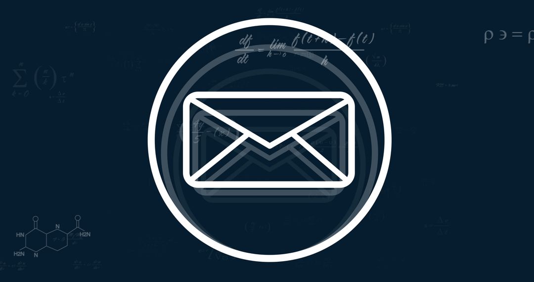 Digital Data Processing with Email Icon and Mathematical Elements