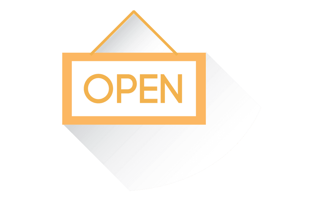 Open Sign Banner on Transparent Background for Stores