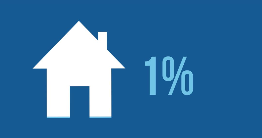 Simple House Icon with Percentage Animation on Blue Background