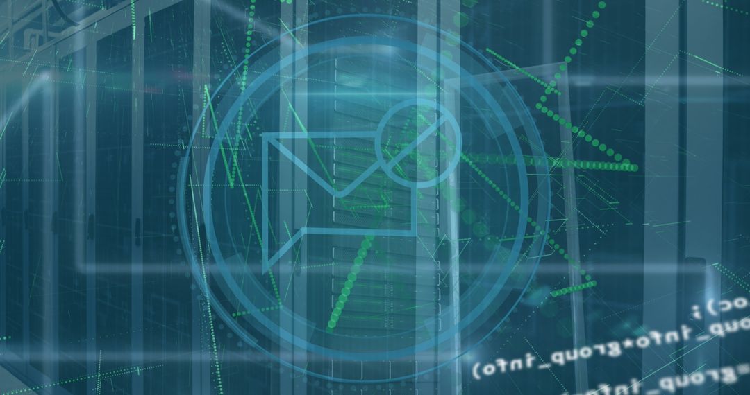 Translucent Envelope Overlaid on Data Center, Symbolizing Connectivity