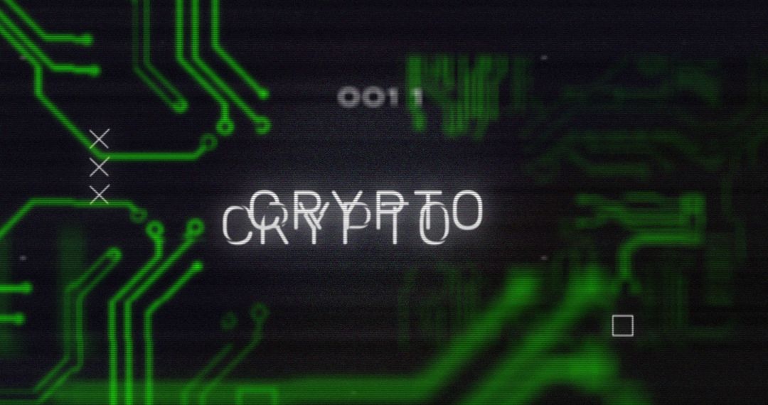 Digital Crypto Currency with Glitch Effect and Cyber Circuitry