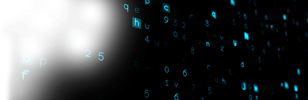 Abstract Digital Illustration with Transparent Letters and Numbers