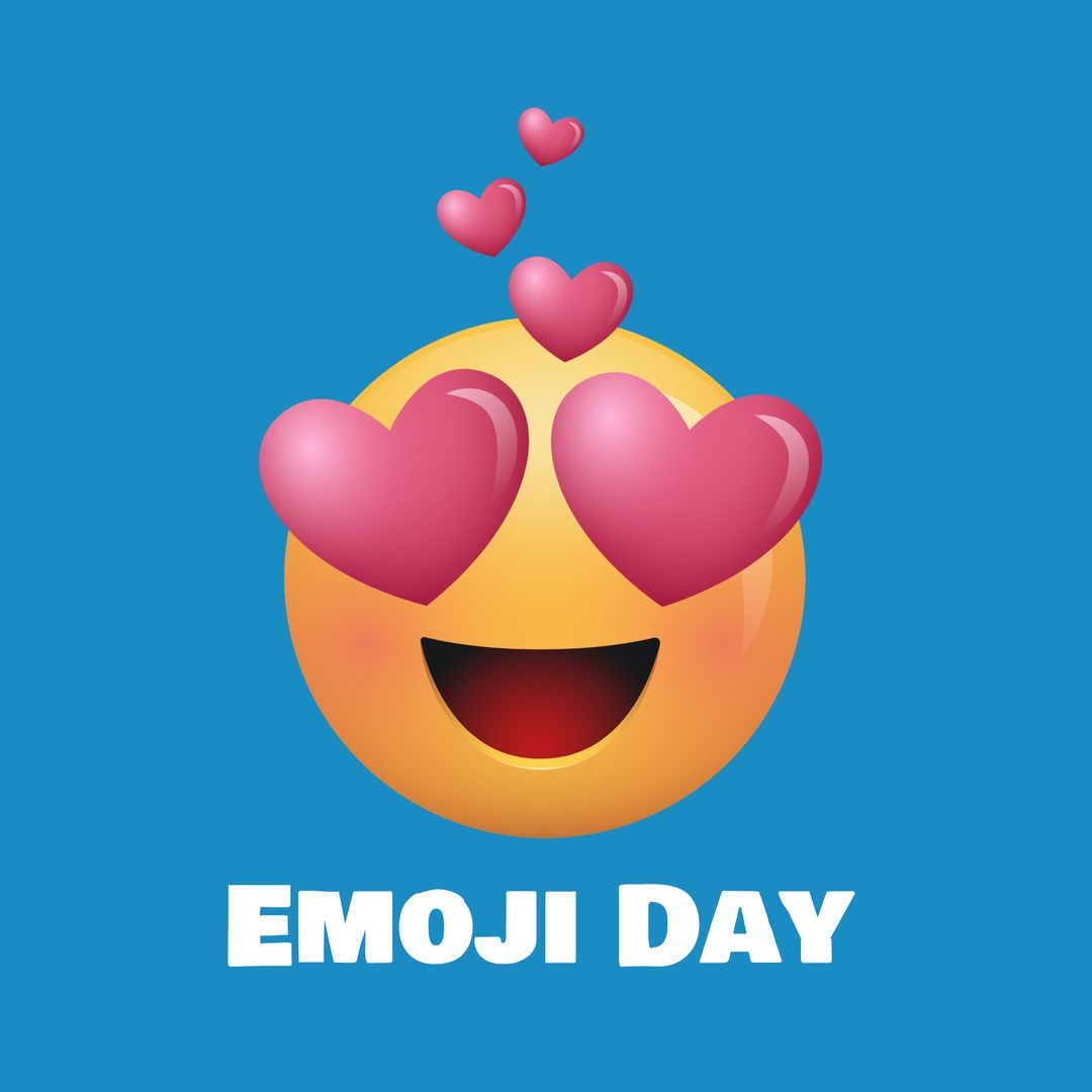 Smiling Face with Heart Eyes Emoji for Emoji Day on Blue Background - Download Free Stock Templates Pikwizard.com