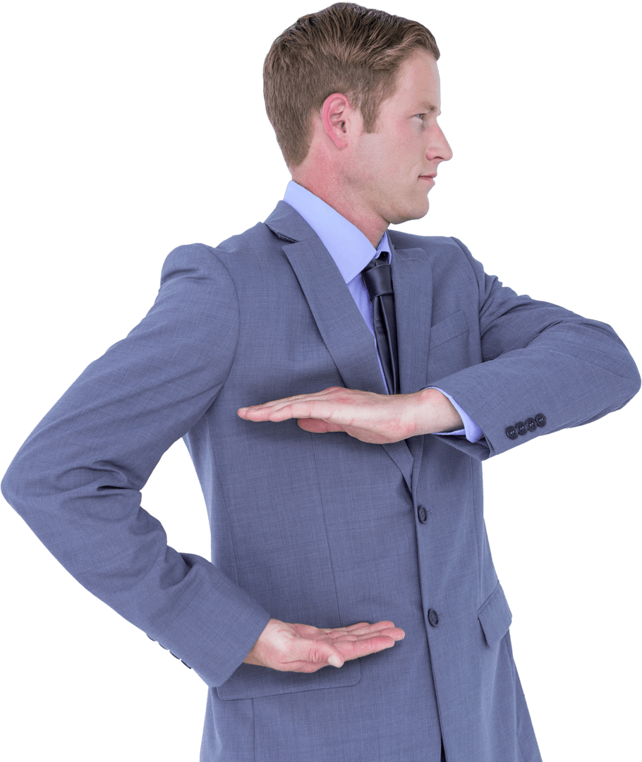 Transparent Handsome Businessman Gesturing Stopwatch Action