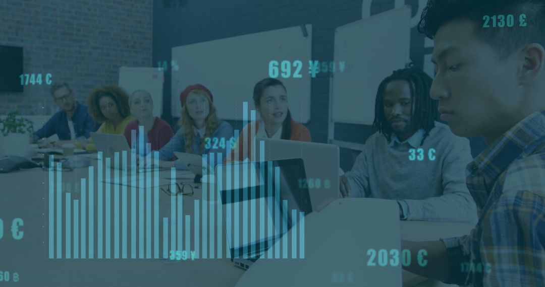 Business Team Analyzing Financial Data Projections in Office Environment