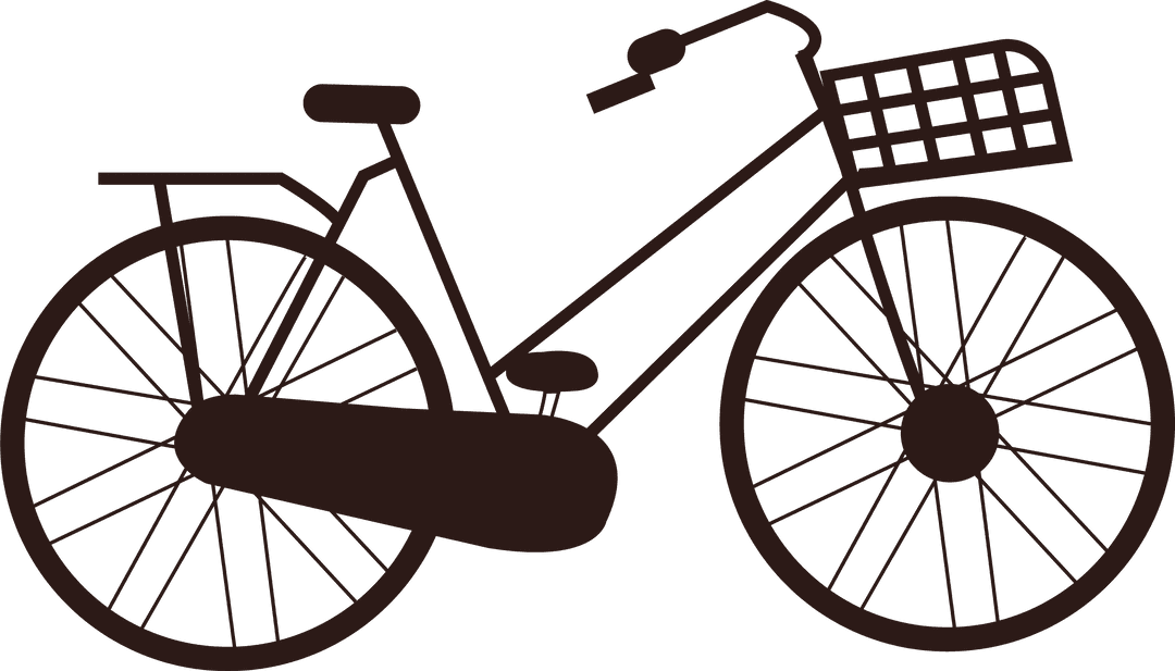 Urban Commuter Bike, Simple Silhouette on Transparent Background