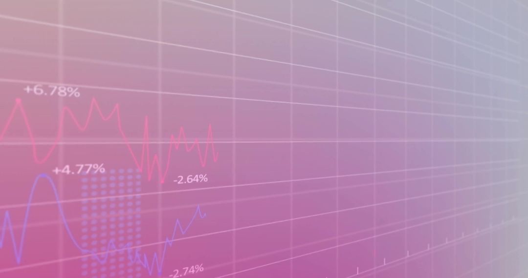 Abstract Financial Data Visualization with Graphs and Grid Background