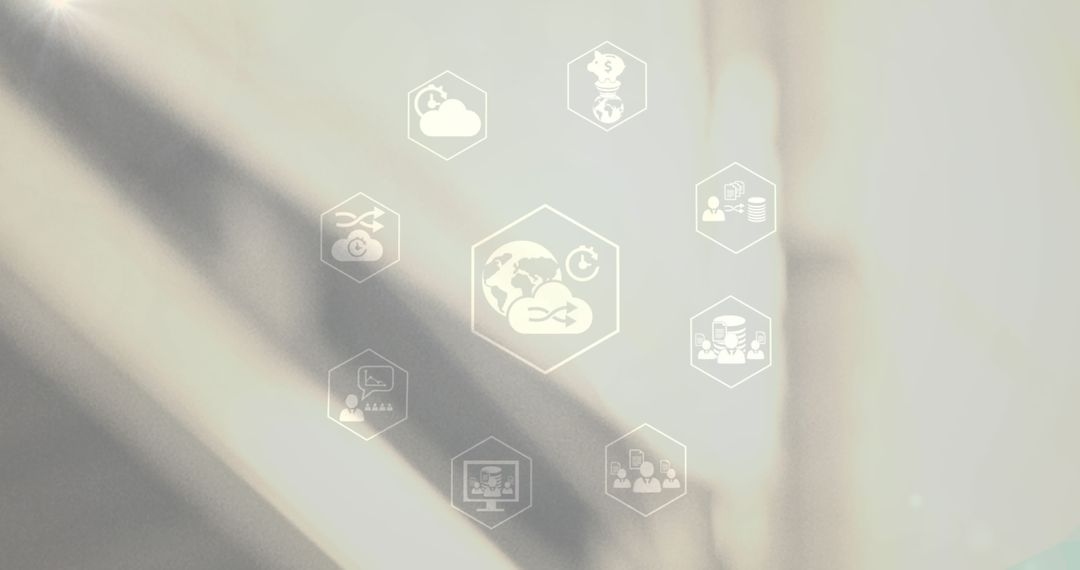 Abstract Digital Network Connections and Data Processing Icons