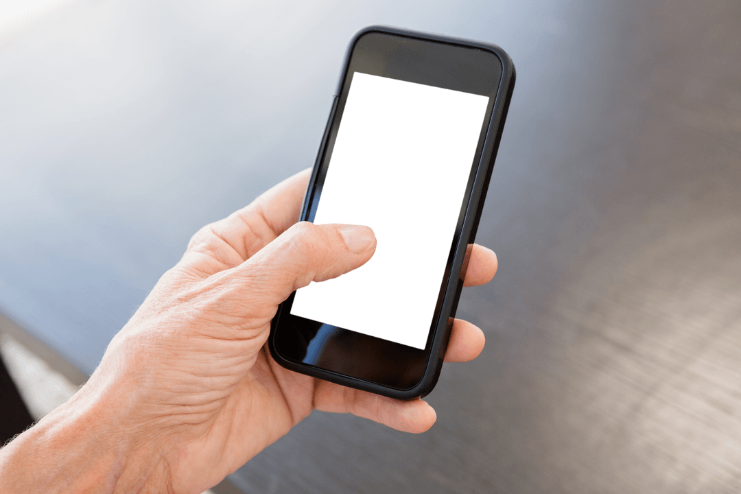 Transparent Smartphone Frame Wiht Elderly Hand