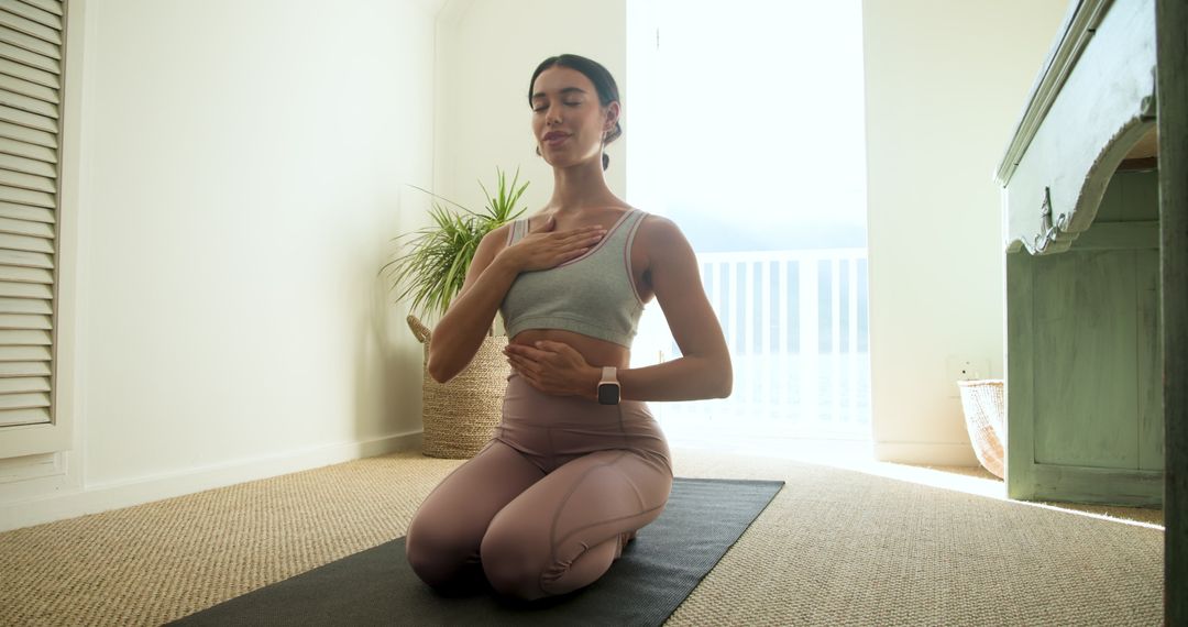 Woman Practicing Meditation in Calm Home Environment