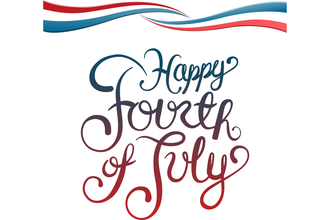 Happy Fourth of July Typography on Transparent Background