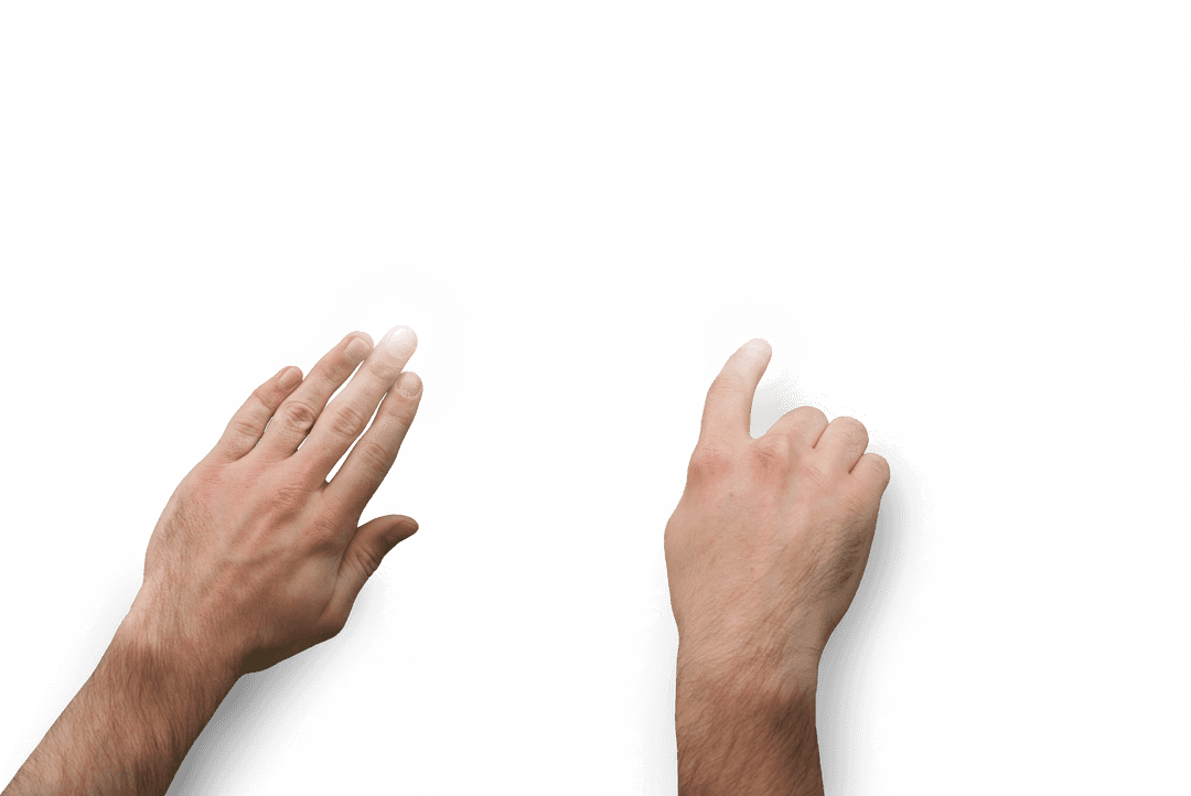 Caucasian Hands Touching Tablet Screen on Transparent Background