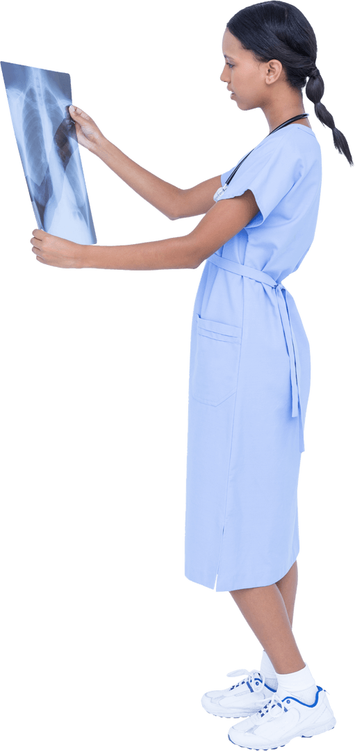 Transparent Image of Surgeon Examining Patient X-ray