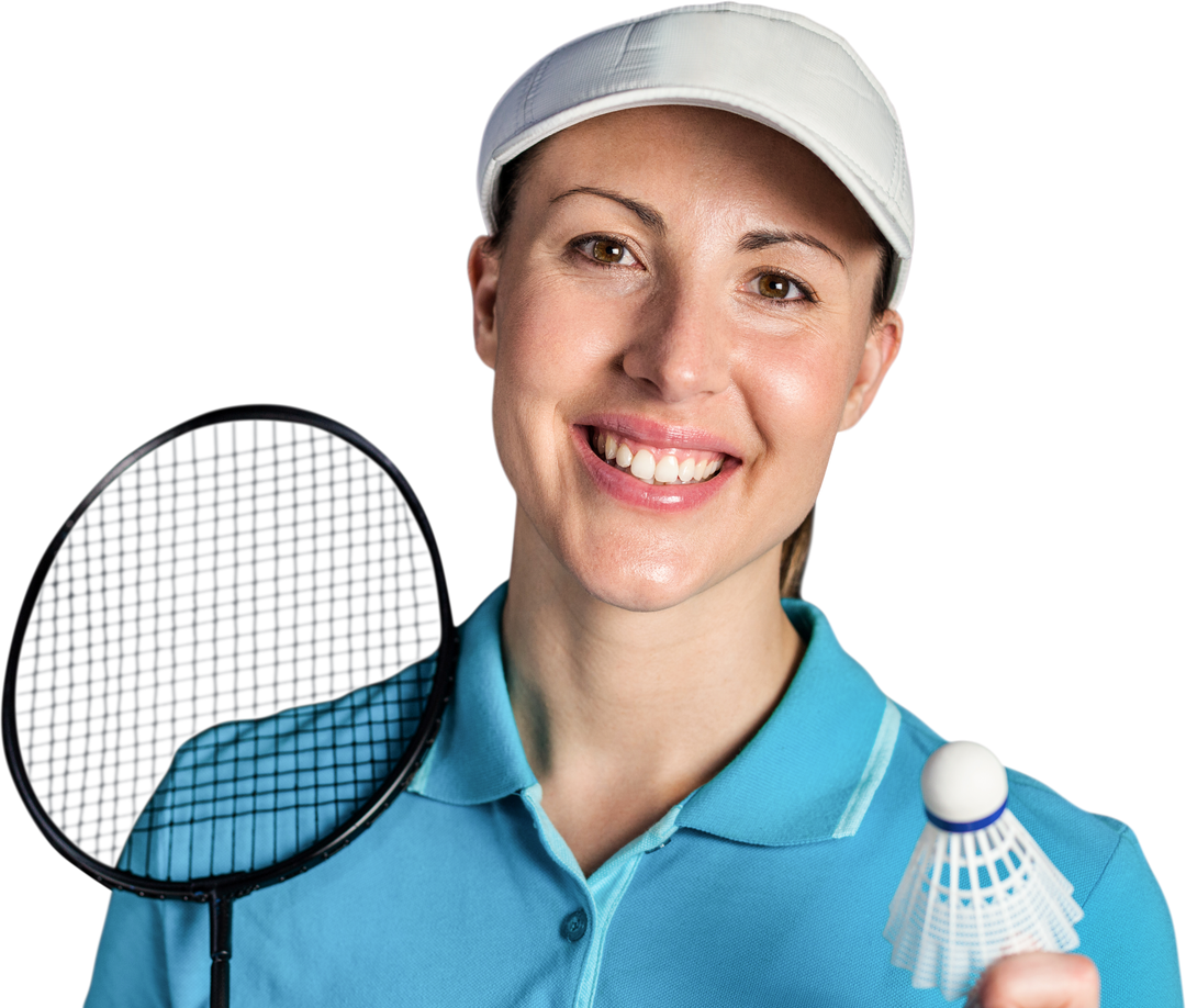 Happy Female Badminton Player With Racket and Shuttlecock on Transparent Background - Download Free Stock Images Pikwizard.com