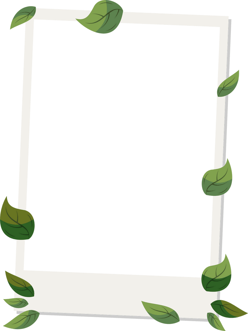 Nature-inspired Instant Frame with Floating Green Leaves on Transparent Background