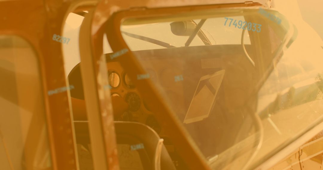 Empty Airplane Cockpit with Instrument Panel on Tarmac Displaying Aviation Theme